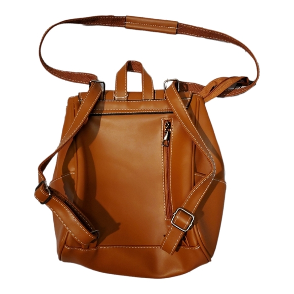 Cognac Brown Crossbody Backpack - Picture 2 of 12